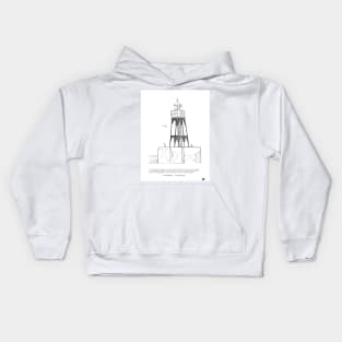 Vlissingen Lighthouse Zeeland Netherlands Pen and Ink Illustration Kids Hoodie